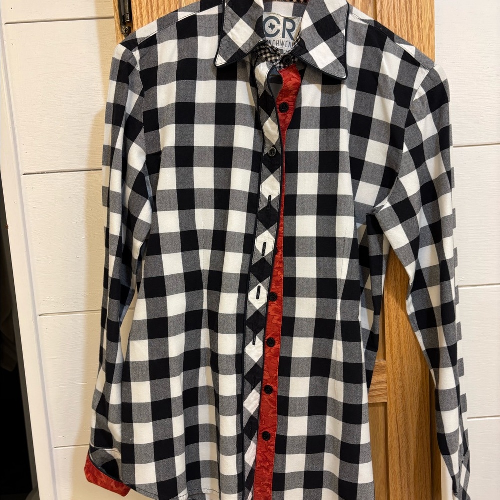 Black and White Checkered Button Down Shirt